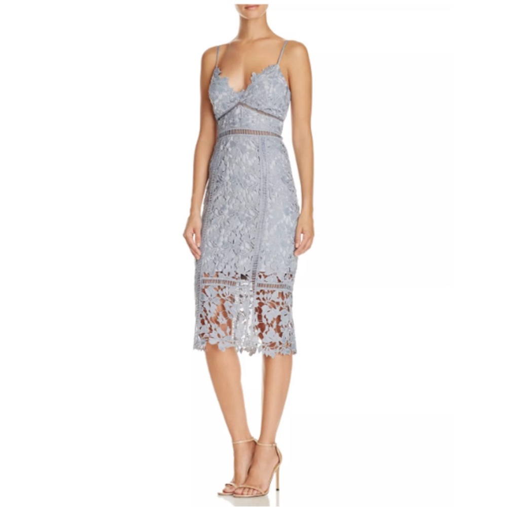 Bardot Dusty Blue Lace Botanica Midi Dress M